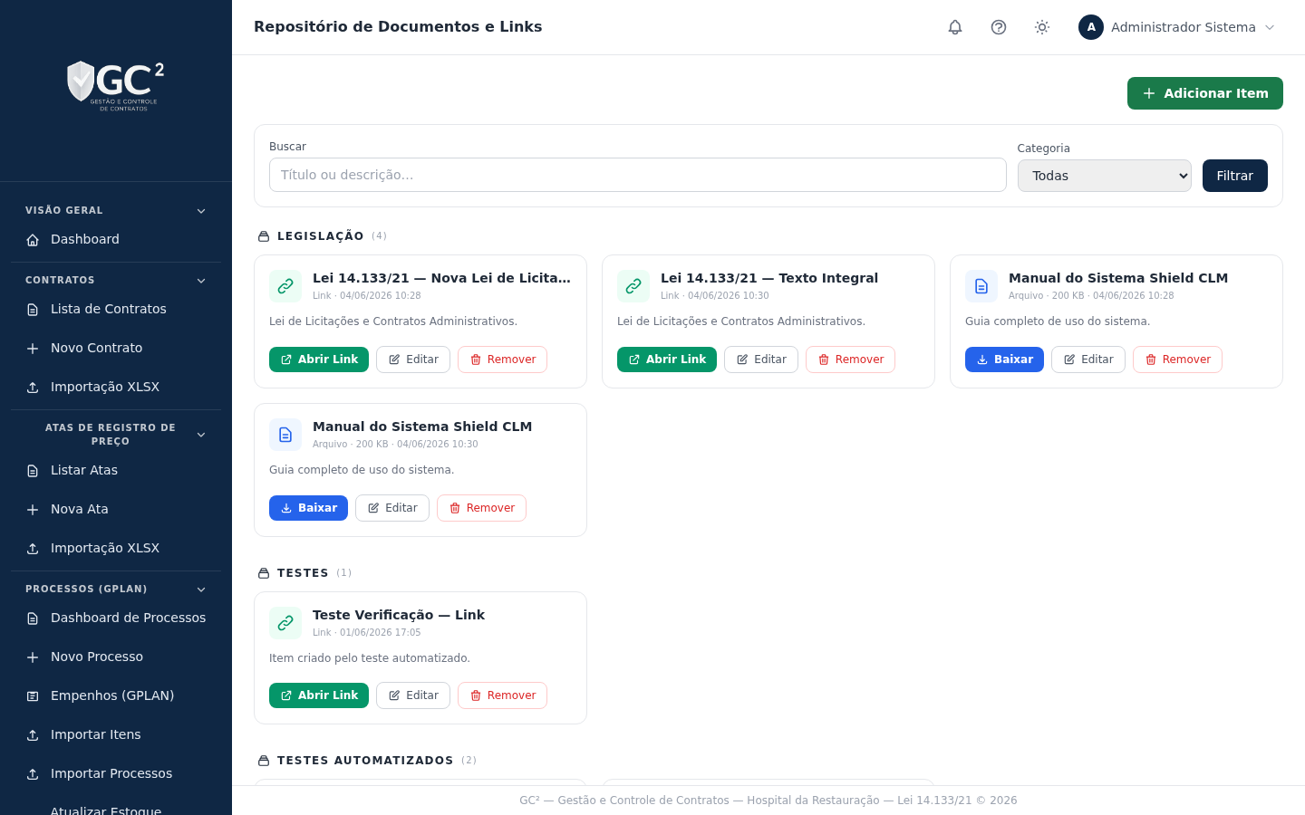 Tela: Repositório de documentos