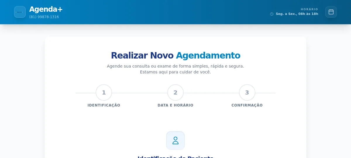 Portal público de agendamento do Agenda+