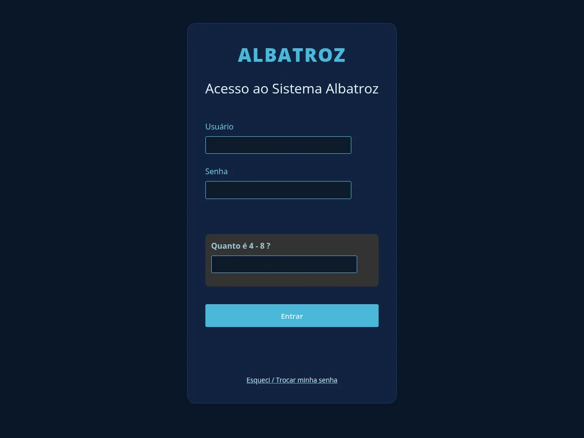 Tela de acesso ao Albatroz